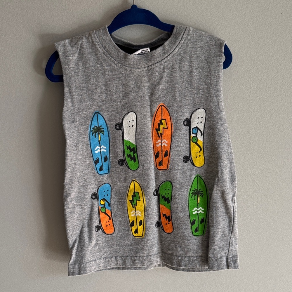 Colorful Skateboard Print Kids Tank Top